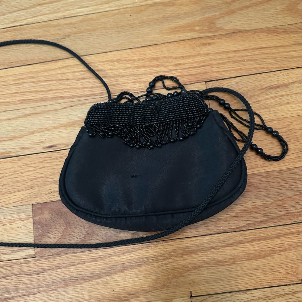 Elegant Black Beaded Women's Bag